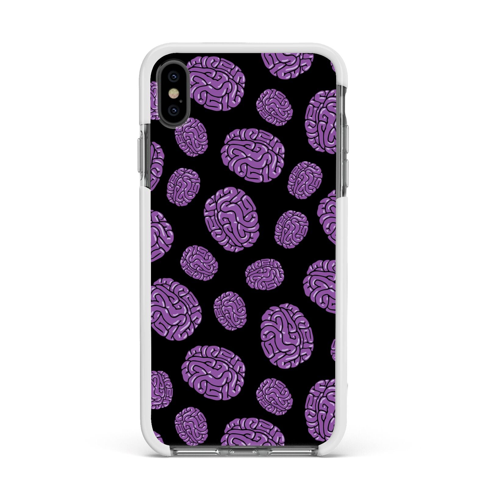 Purple Brains Apple iPhone Xs Max Impact Case White Edge on Black Phone
