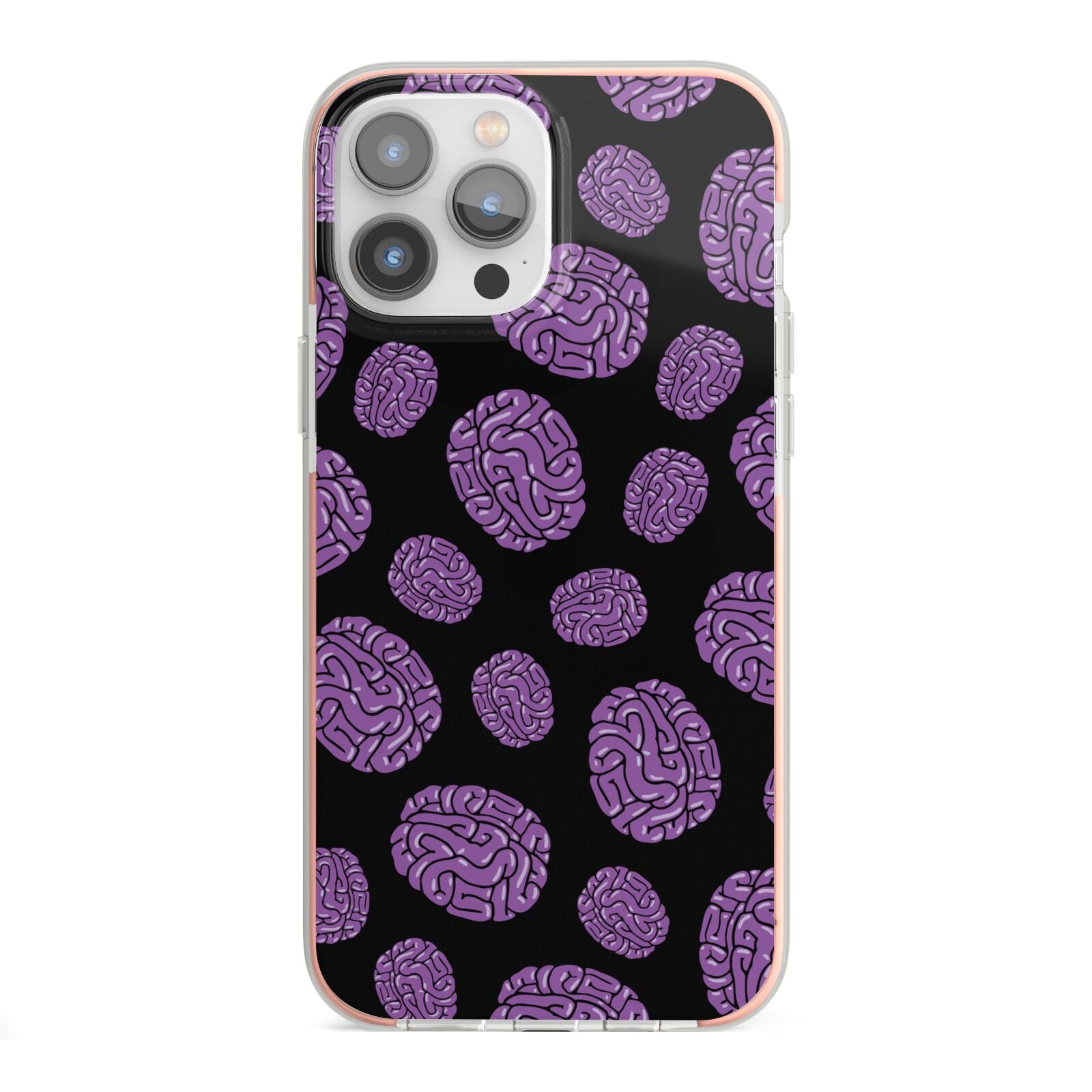 Purple Brains iPhone 13 Pro Max TPU Impact Case with Pink Edges