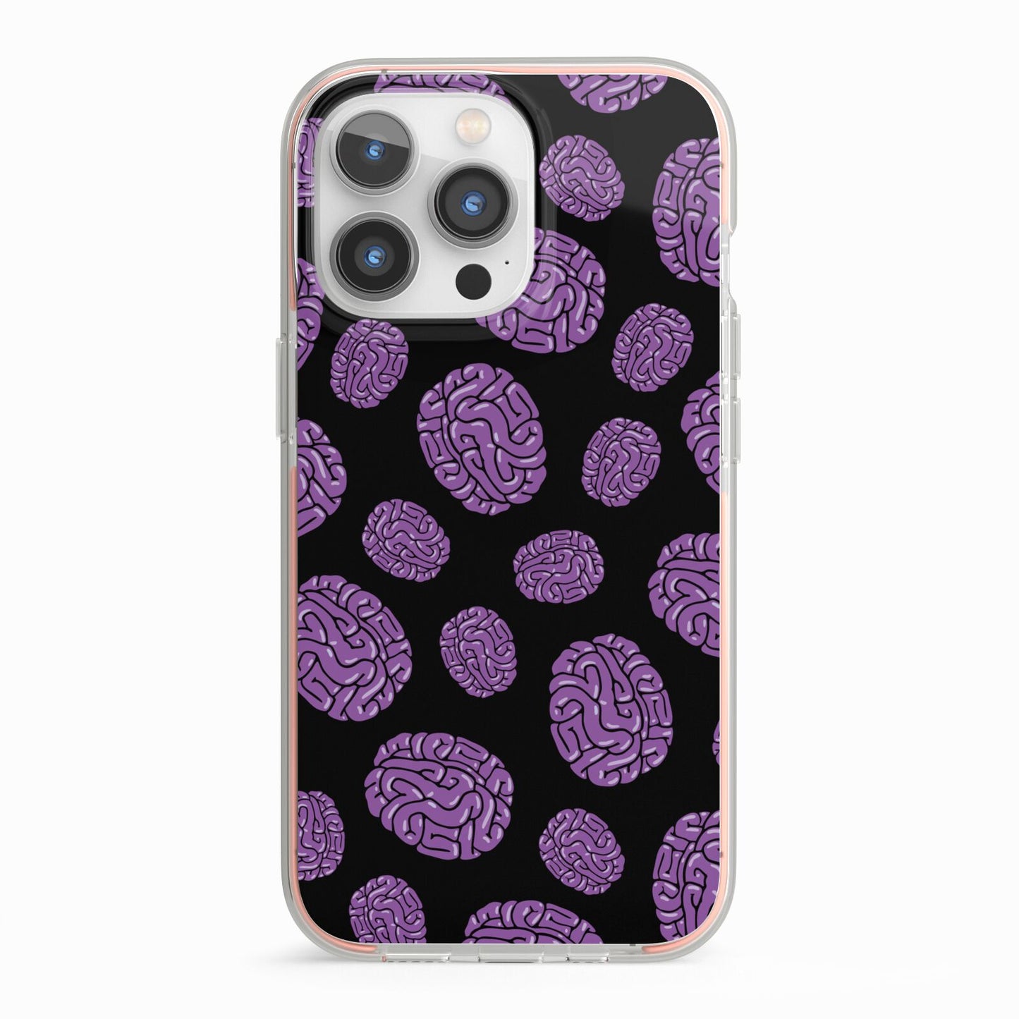 Purple Brains iPhone 13 Pro TPU Impact Case with Pink Edges