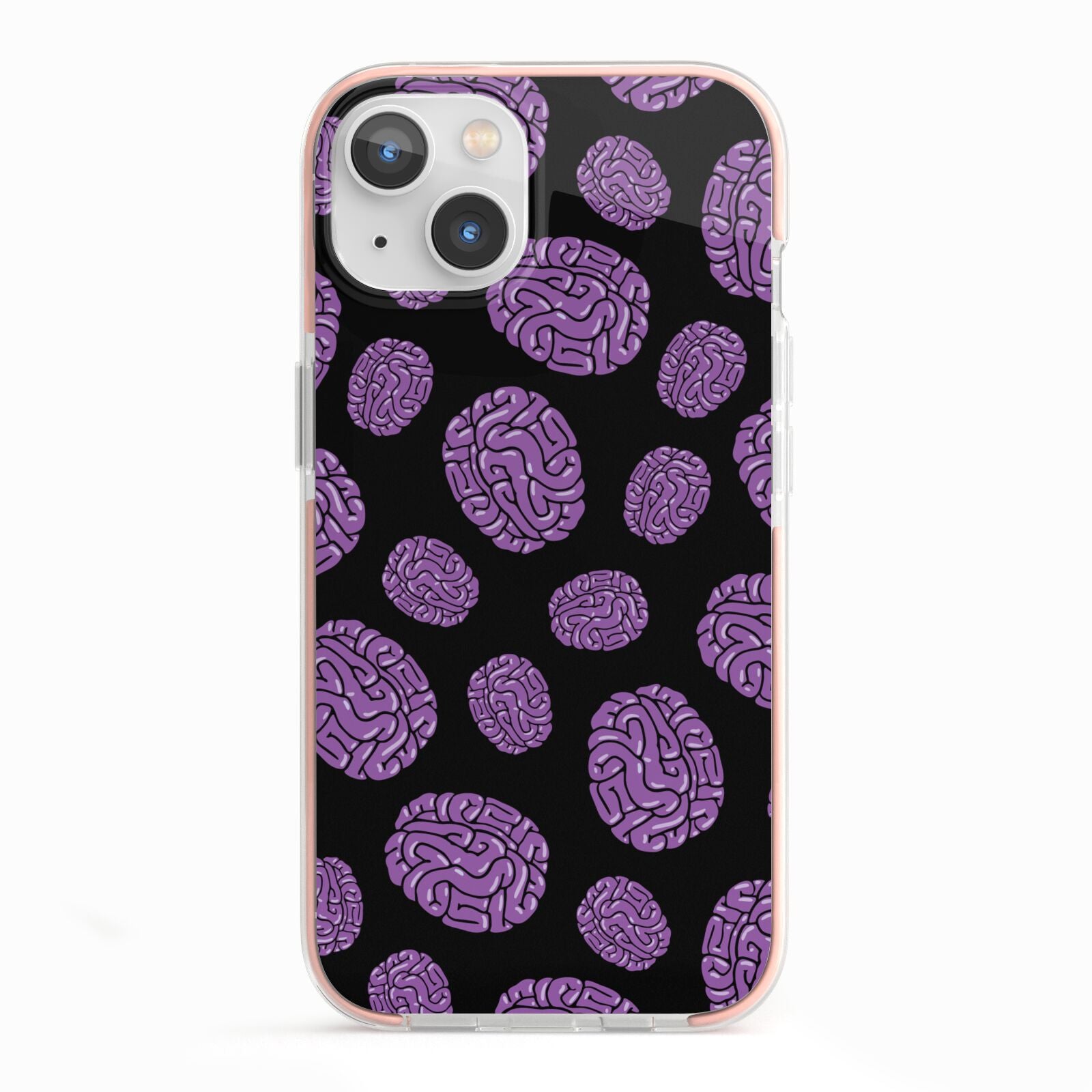 Purple Brains iPhone 13 TPU Impact Case with Pink Edges