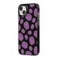 Purple Brains iPhone 14 Plus Black Impact Case Side Angle on Silver phone