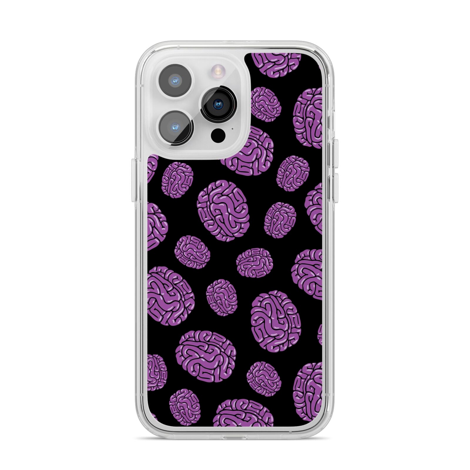 Purple Brains iPhone 14 Pro Max Clear Tough Case Silver