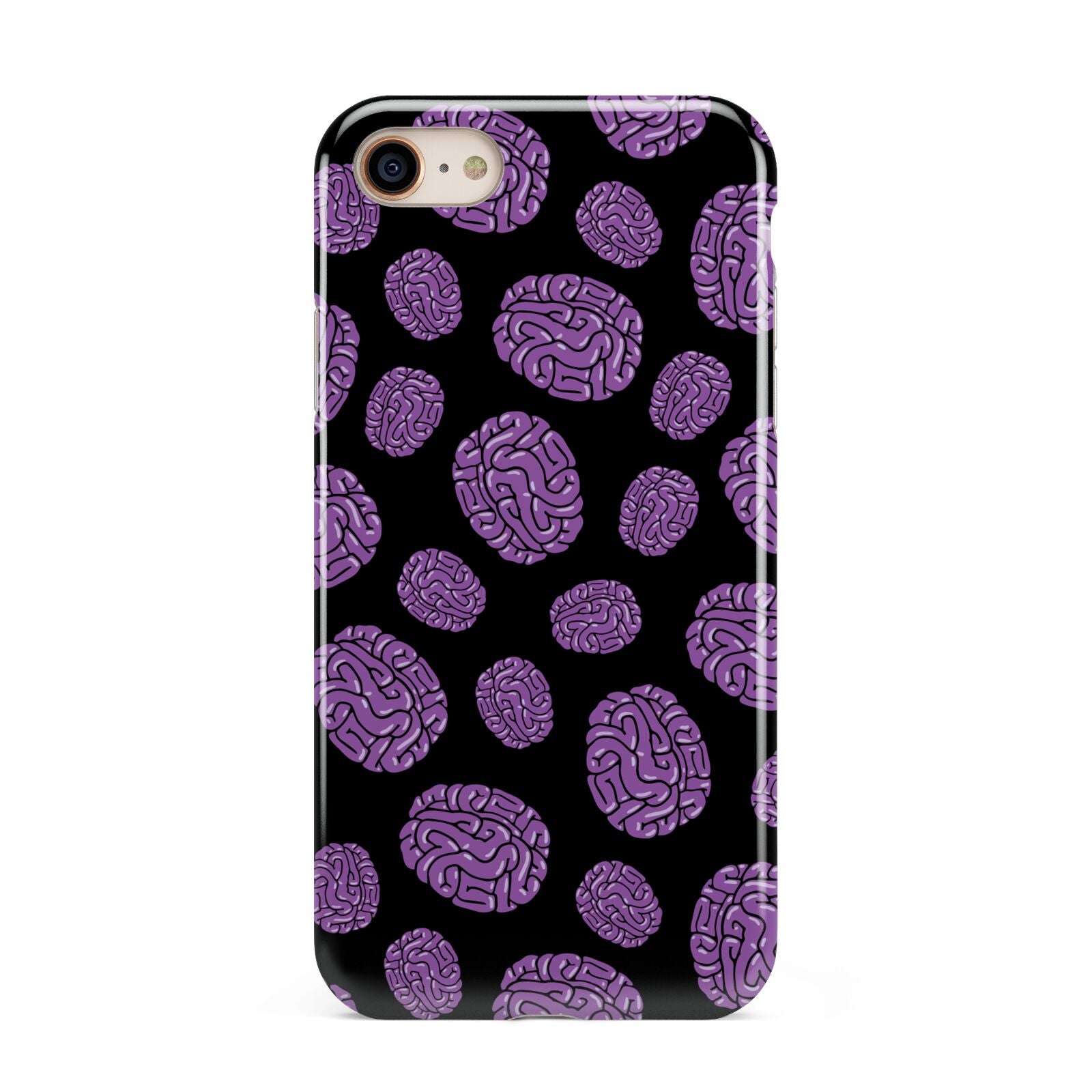 Purple Brains iPhone 8 3D Tough Case on Gold Phone