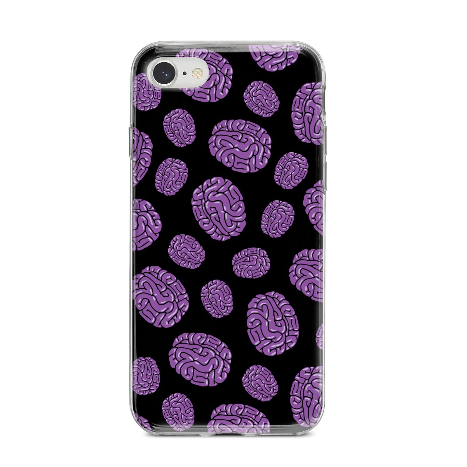 Purple Brains iPhone 8 Bumper Case on Silver iPhone