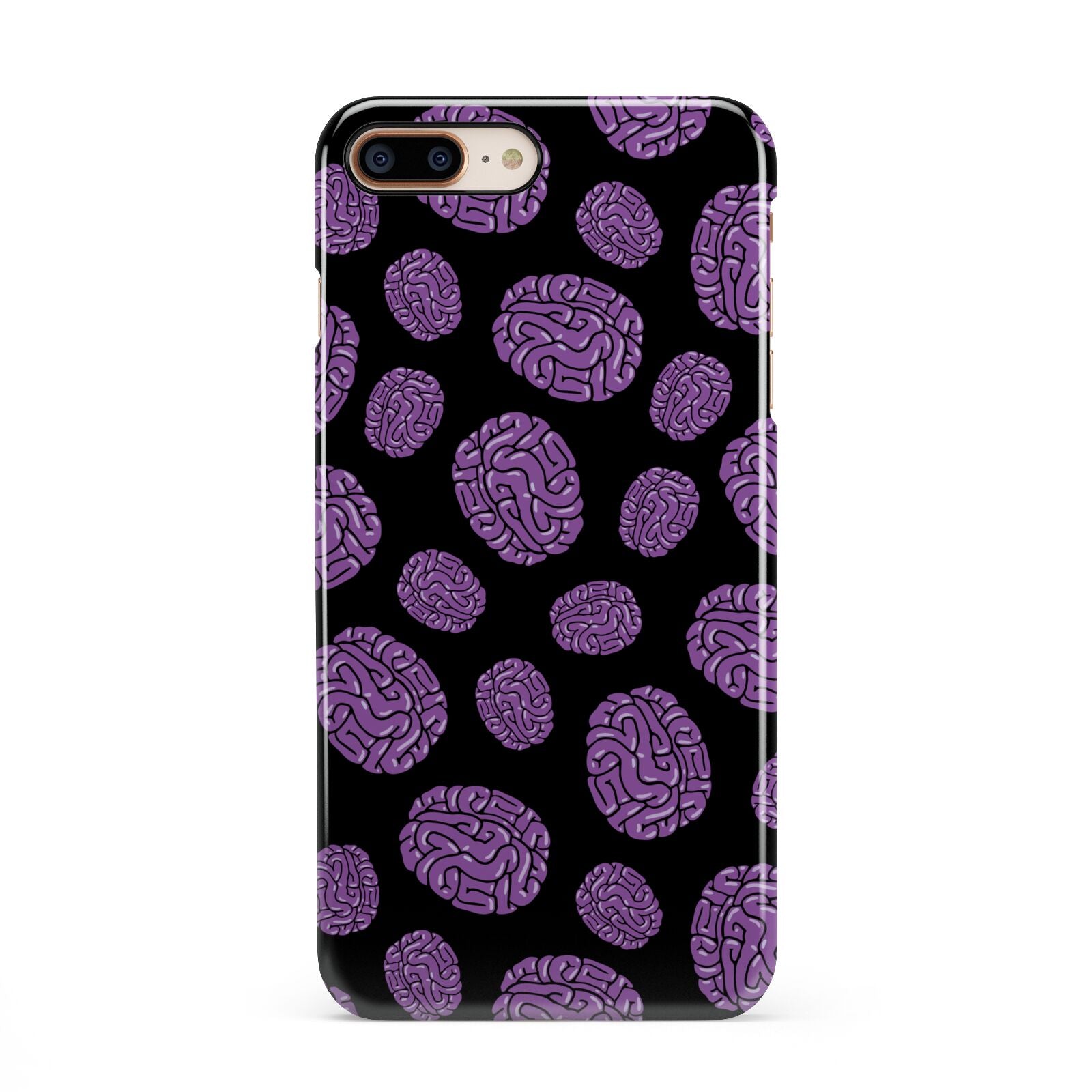 Purple Brains iPhone 8 Plus 3D Snap Case on Gold Phone