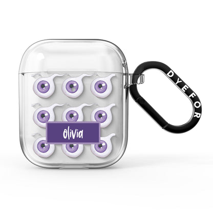 Purple Eyeballs Custom Halloween AirPods Clear Case