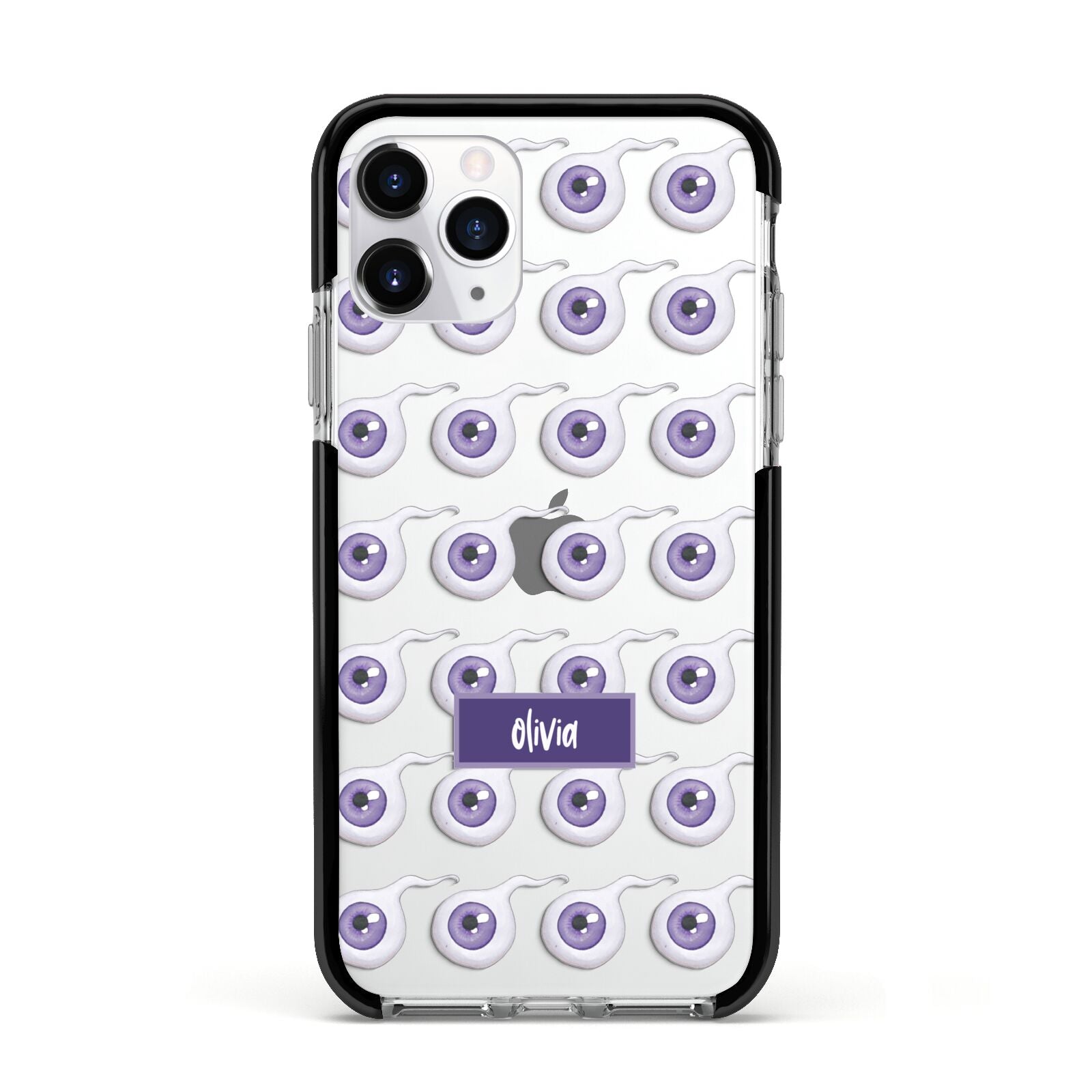 Purple Eyeballs Custom Halloween Apple iPhone 11 Pro in Silver with Black Impact Case