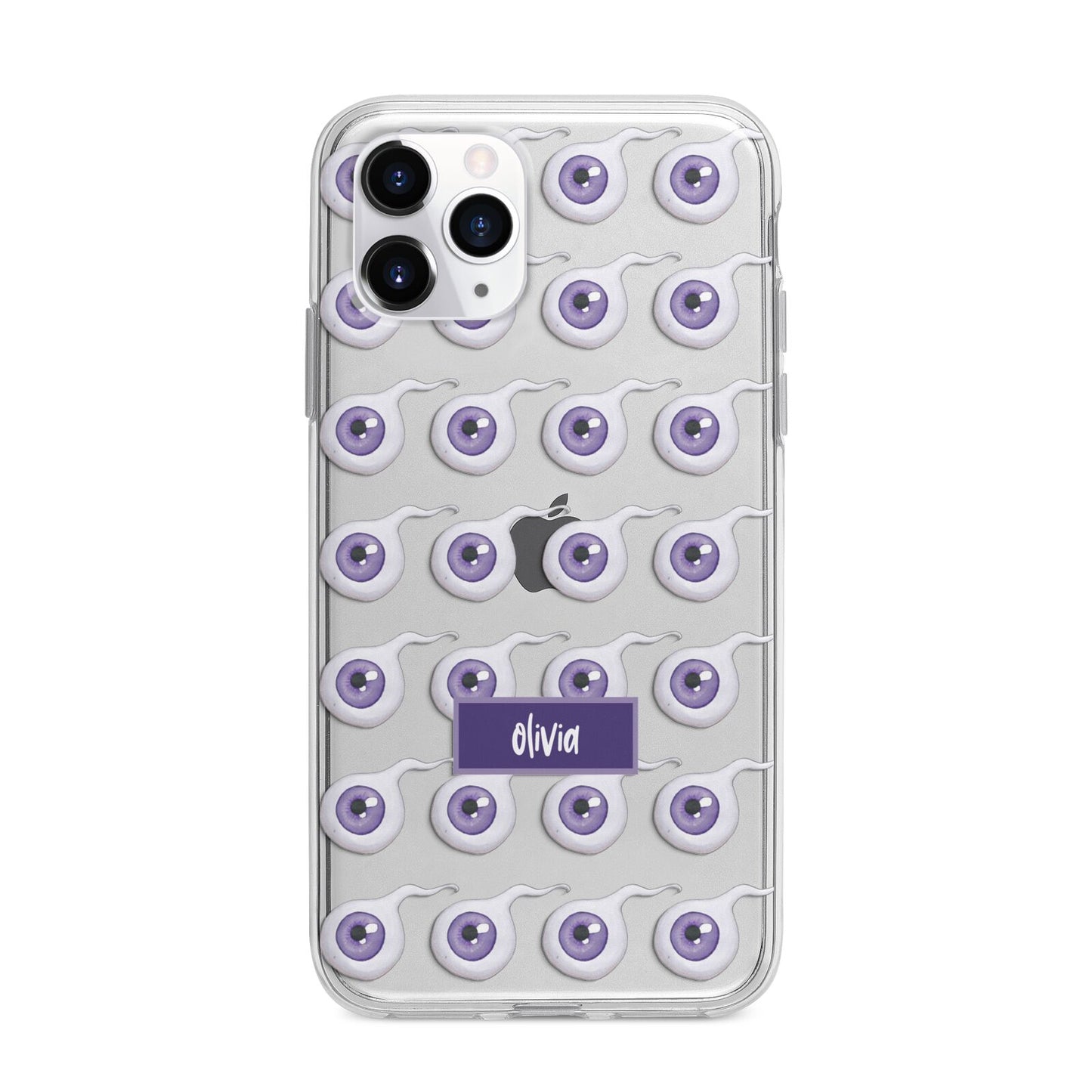 Purple Eyeballs Custom Halloween Apple iPhone 11 Pro in Silver with Bumper Case