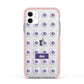 Purple Eyeballs Custom Halloween Apple iPhone 11 in White with Pink Impact Case