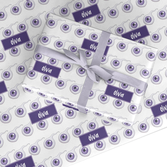 Purple Eyeballs Custom Halloween Custom Wrapping Paper