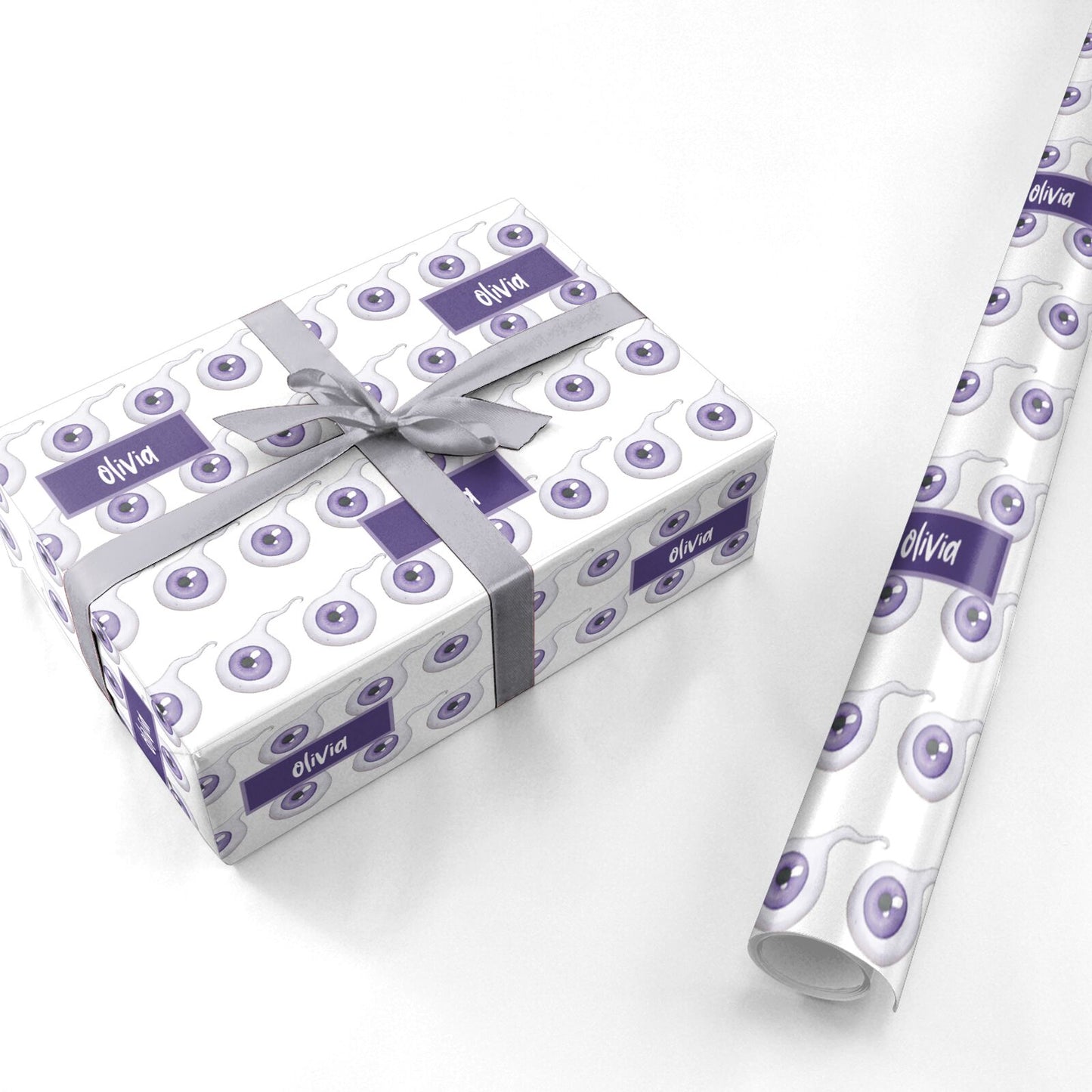 Purple Eyeballs Custom Halloween Personalised Wrapping Paper