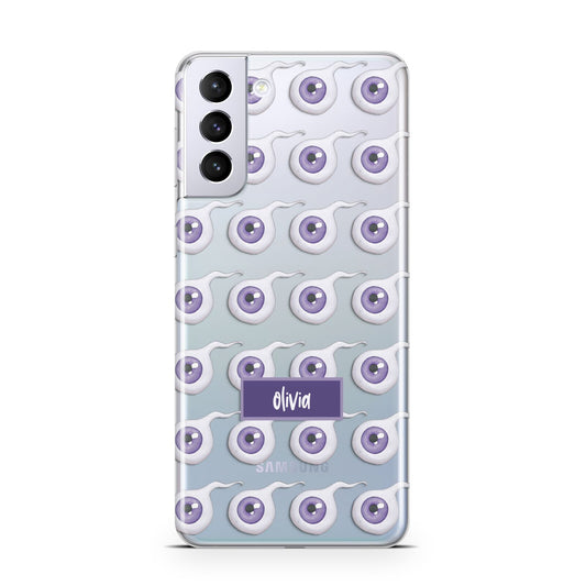 Purple Eyeballs Custom Halloween Samsung S21 Plus Phone Case