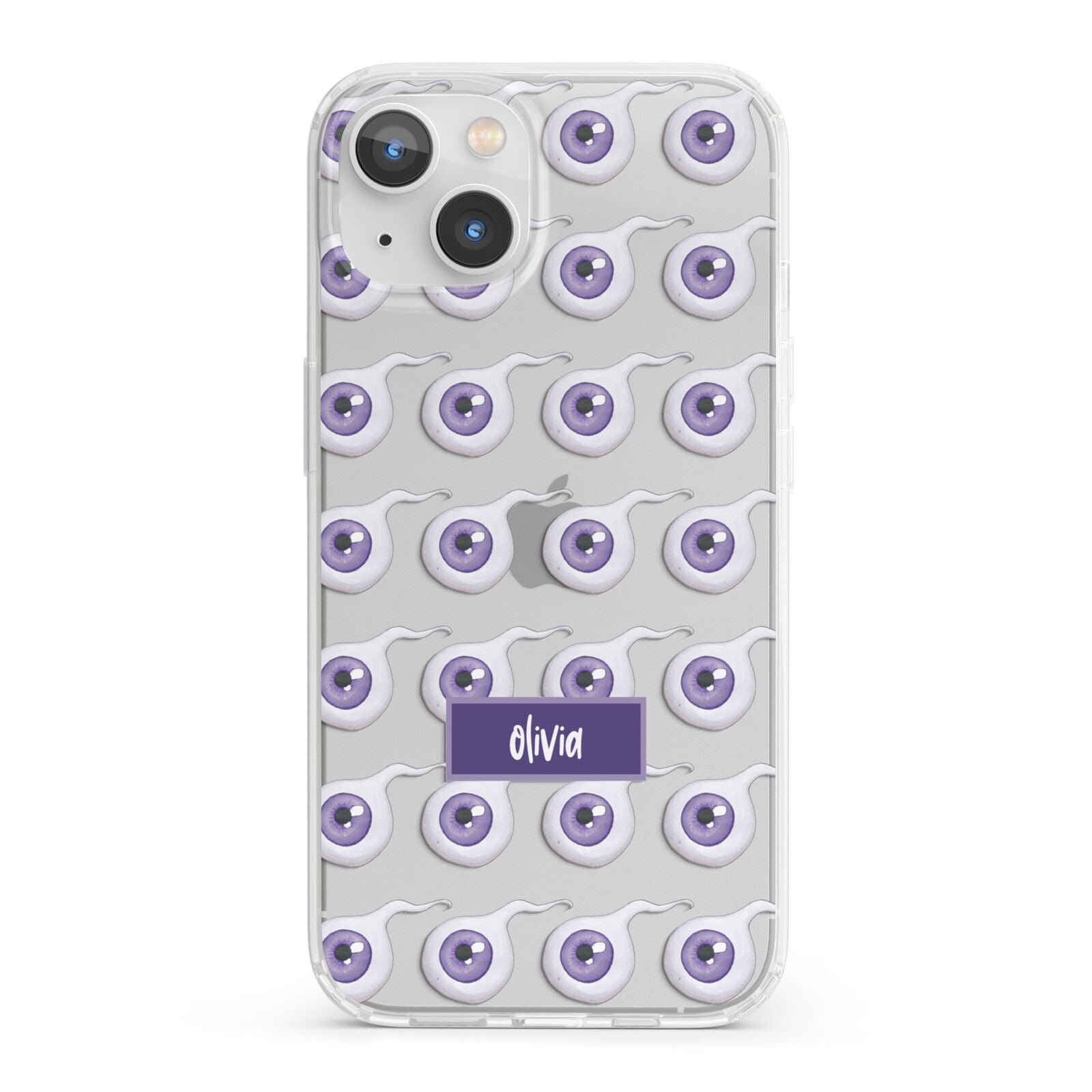 Purple Eyeballs Custom Halloween iPhone 13 Clear Bumper Case