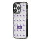 Purple Eyeballs Custom Halloween iPhone 13 Pro Black Impact Case Side Angle on Silver phone