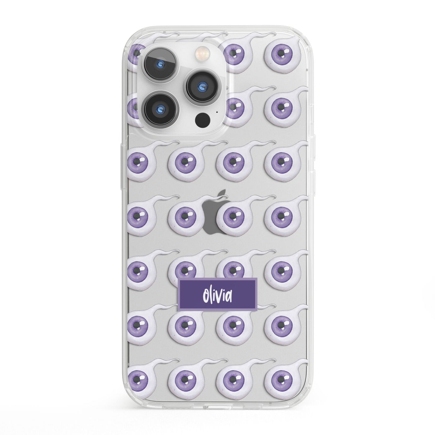 Purple Eyeballs Custom Halloween iPhone 13 Pro Clear Bumper Case