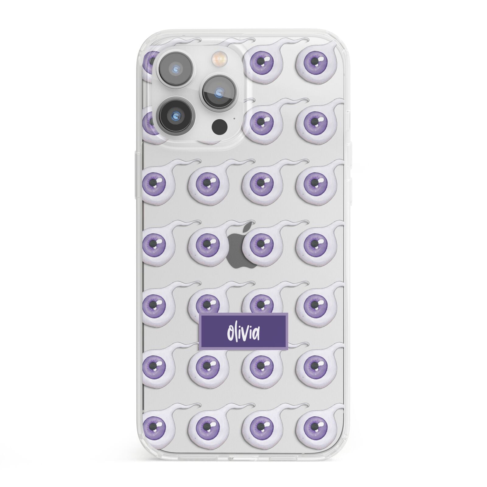 Purple Eyeballs Custom Halloween iPhone 13 Pro Max Clear Bumper Case