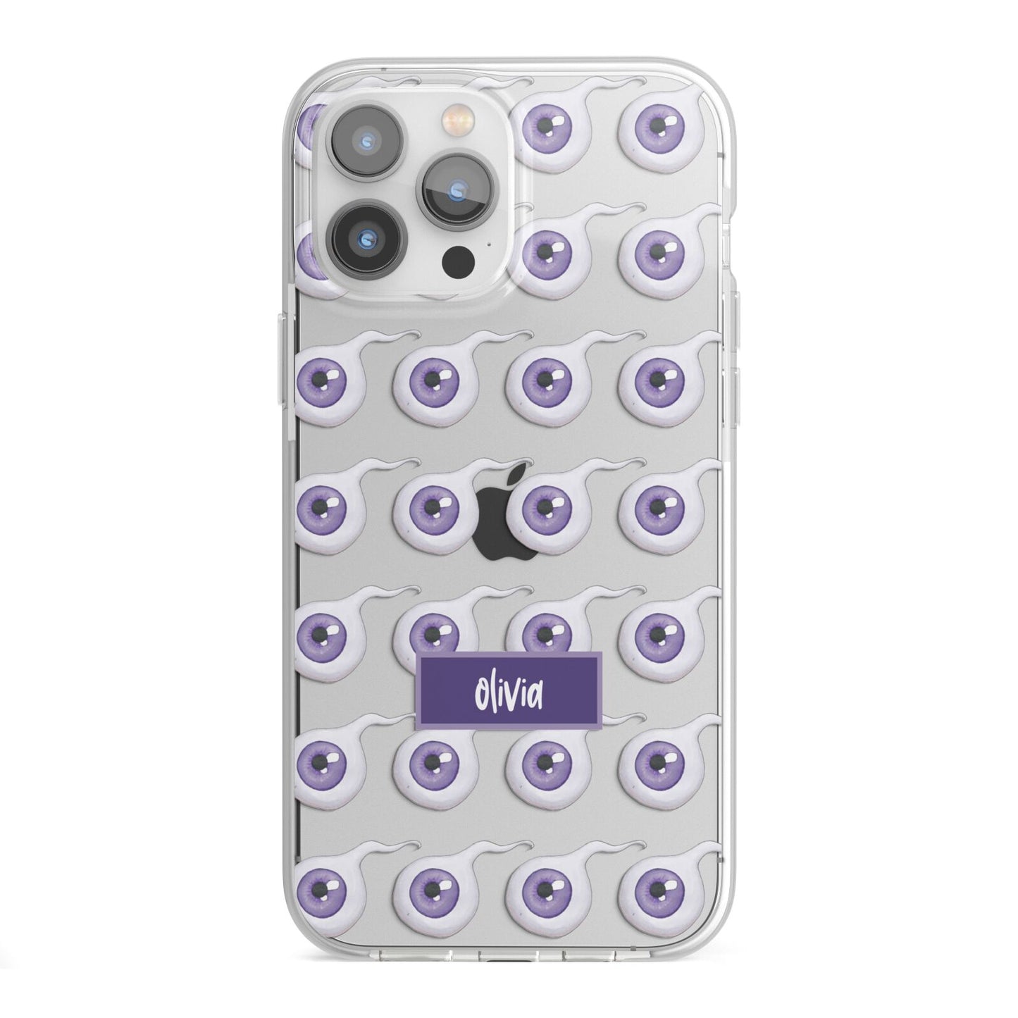 Purple Eyeballs Custom Halloween iPhone 13 Pro Max TPU Impact Case with White Edges