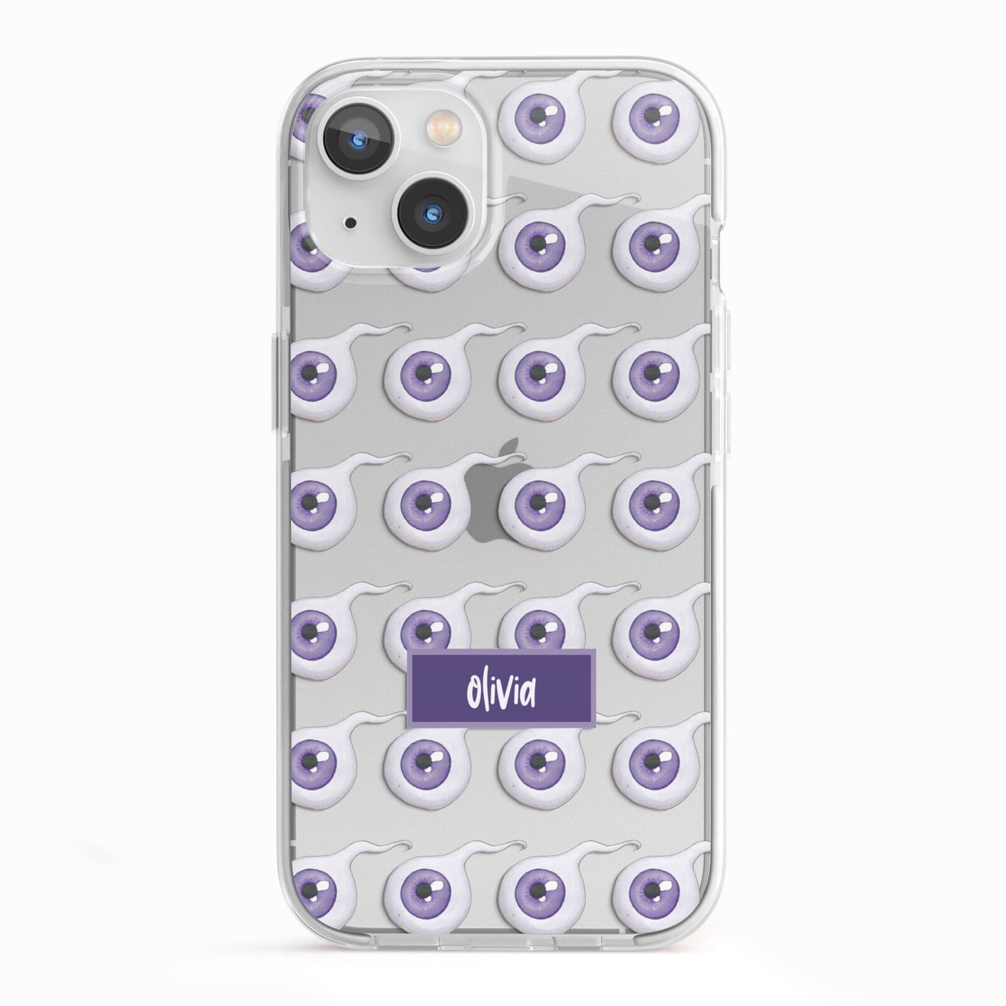 Purple Eyeballs Custom Halloween iPhone 13 TPU Impact Case with White Edges