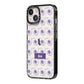 Purple Eyeballs Custom Halloween iPhone 14 Black Impact Case Side Angle on Silver phone