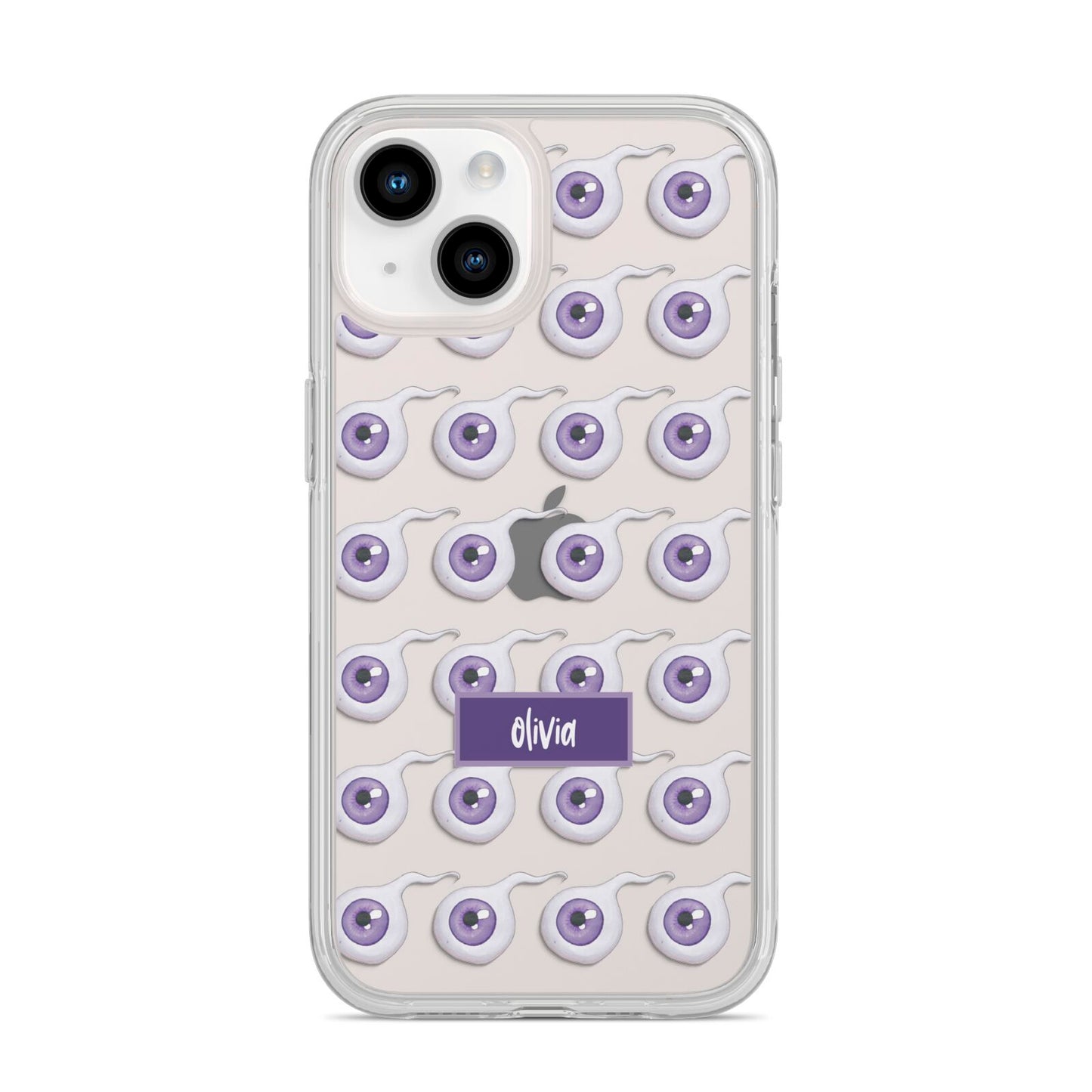 Purple Eyeballs Custom Halloween iPhone 14 Clear Tough Case Starlight