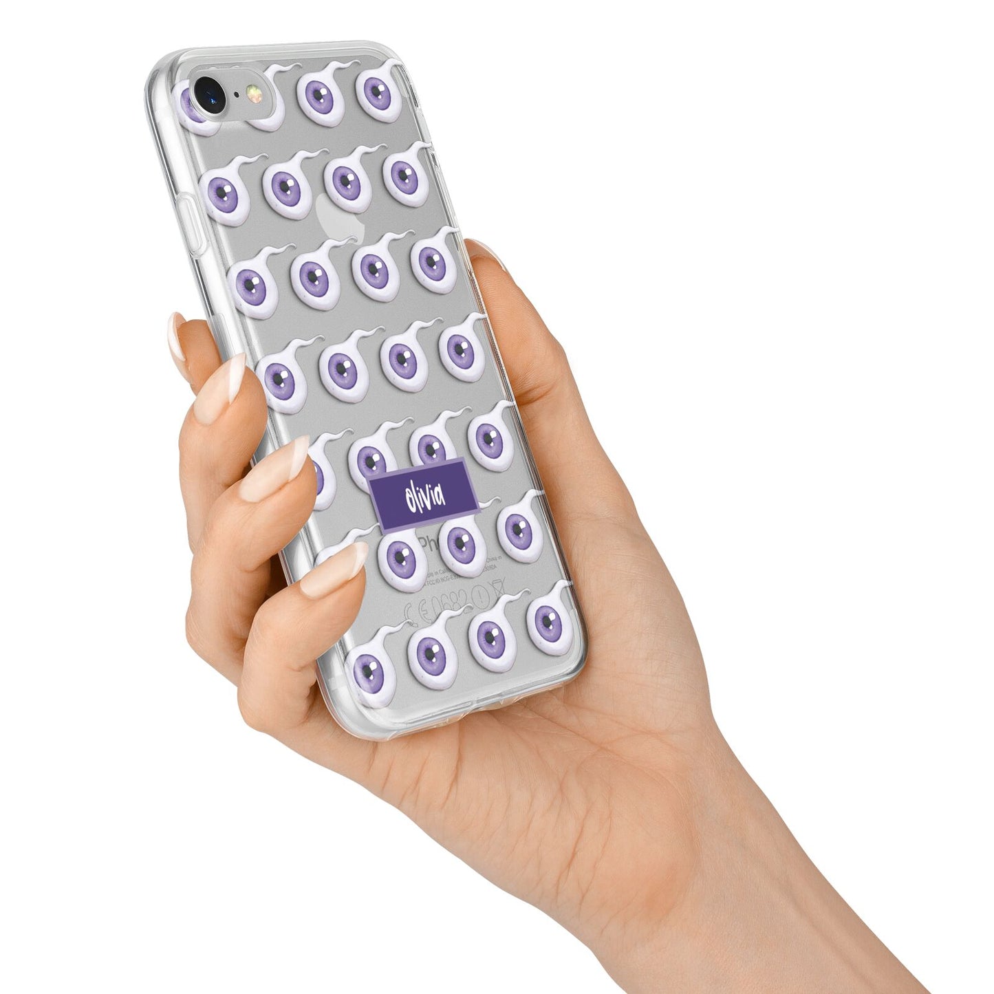 Purple Eyeballs Custom Halloween iPhone 7 Bumper Case on Silver iPhone Alternative Image