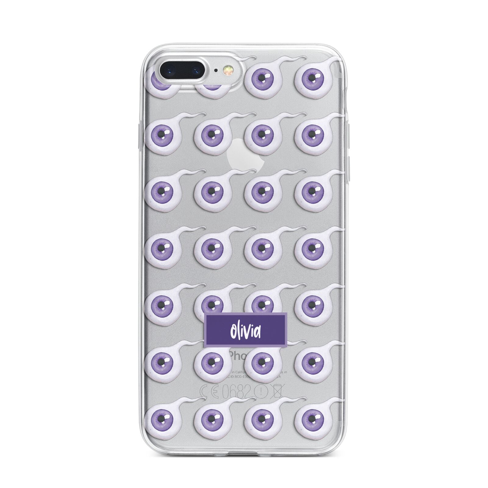 Purple Eyeballs Custom Halloween iPhone 7 Plus Bumper Case on Silver iPhone