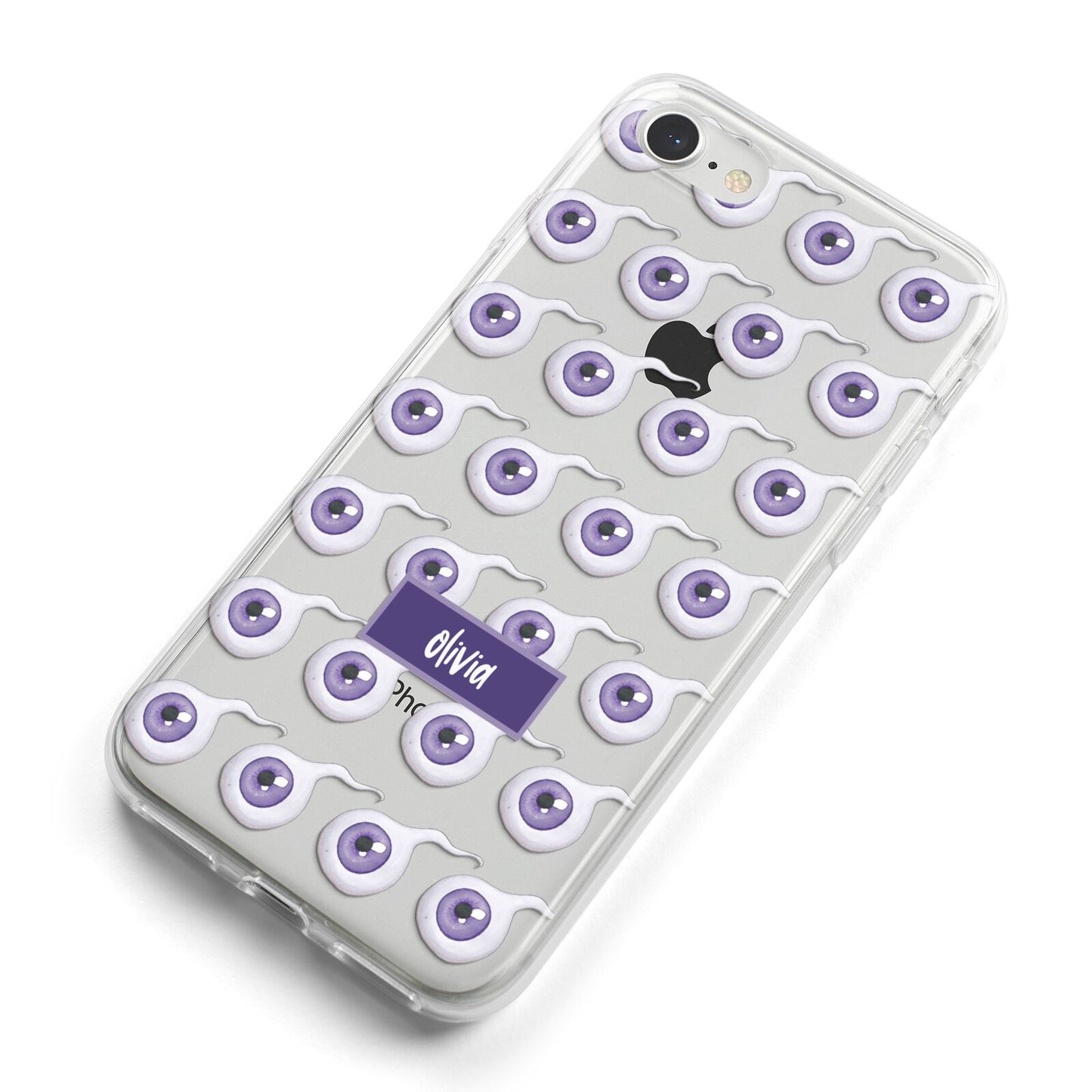 Purple Eyeballs Custom Halloween iPhone 8 Bumper Case on Silver iPhone Alternative Image