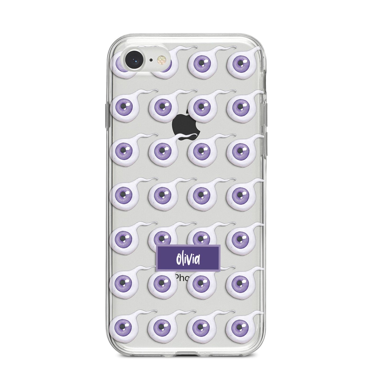 Purple Eyeballs Custom Halloween iPhone 8 Bumper Case on Silver iPhone