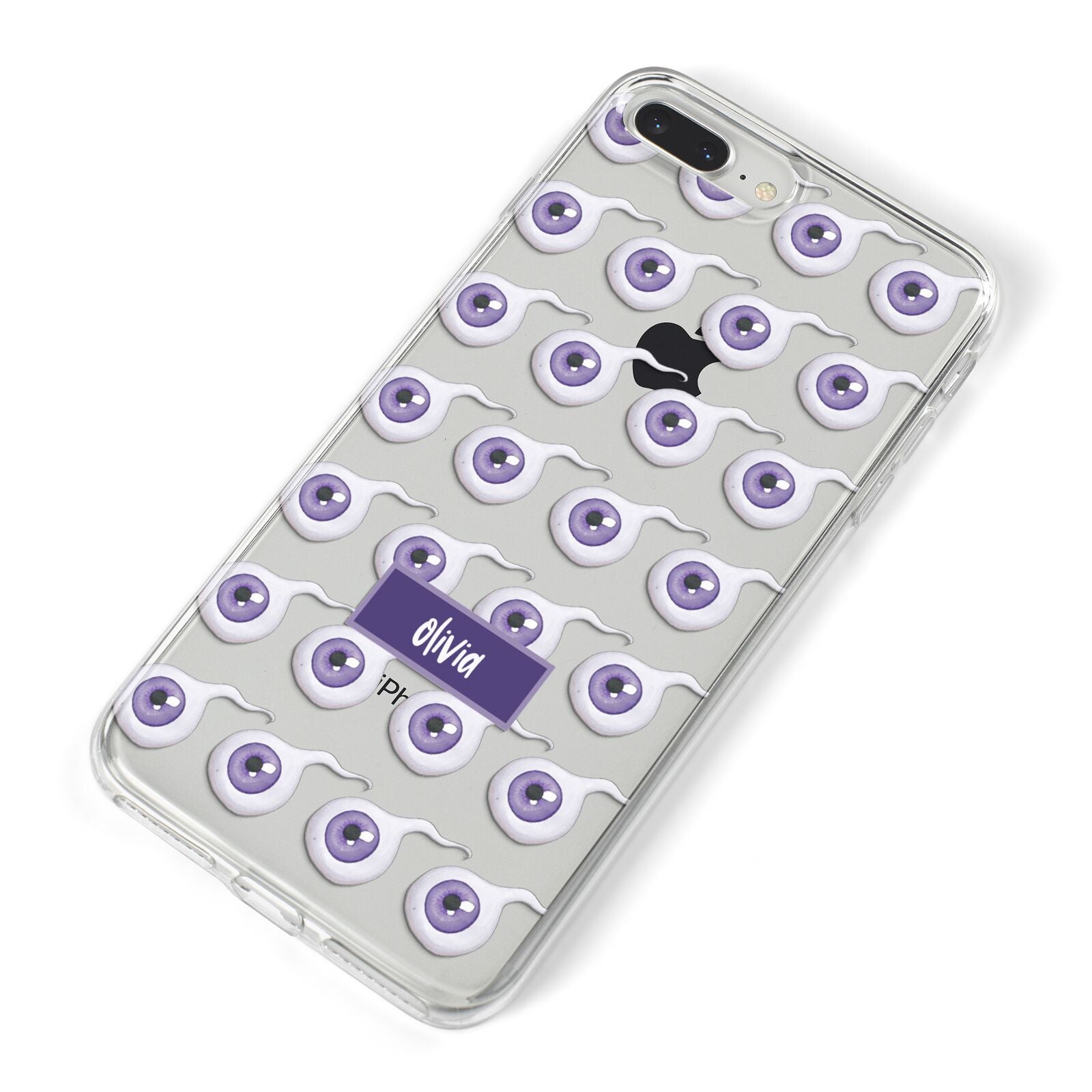 Purple Eyeballs Custom Halloween iPhone 8 Plus Bumper Case on Silver iPhone Alternative Image