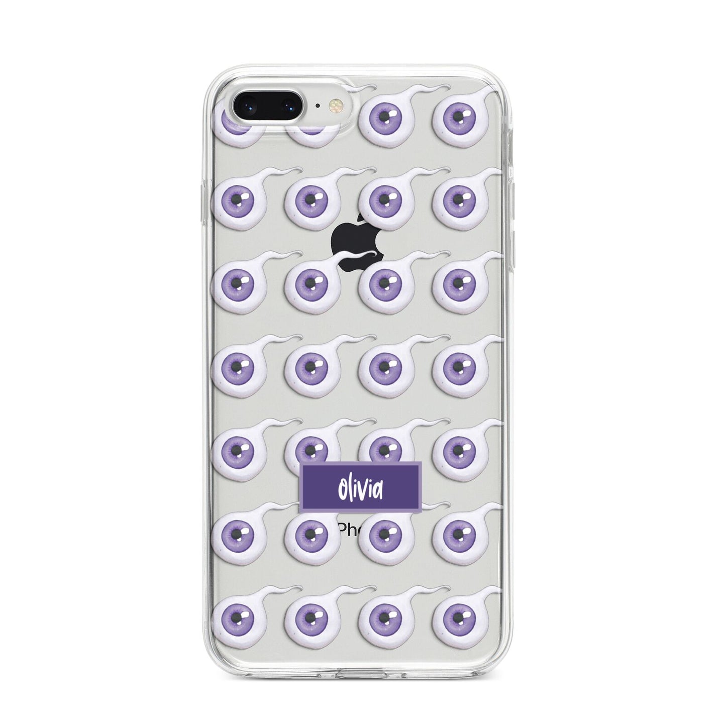 Purple Eyeballs Custom Halloween iPhone 8 Plus Bumper Case on Silver iPhone