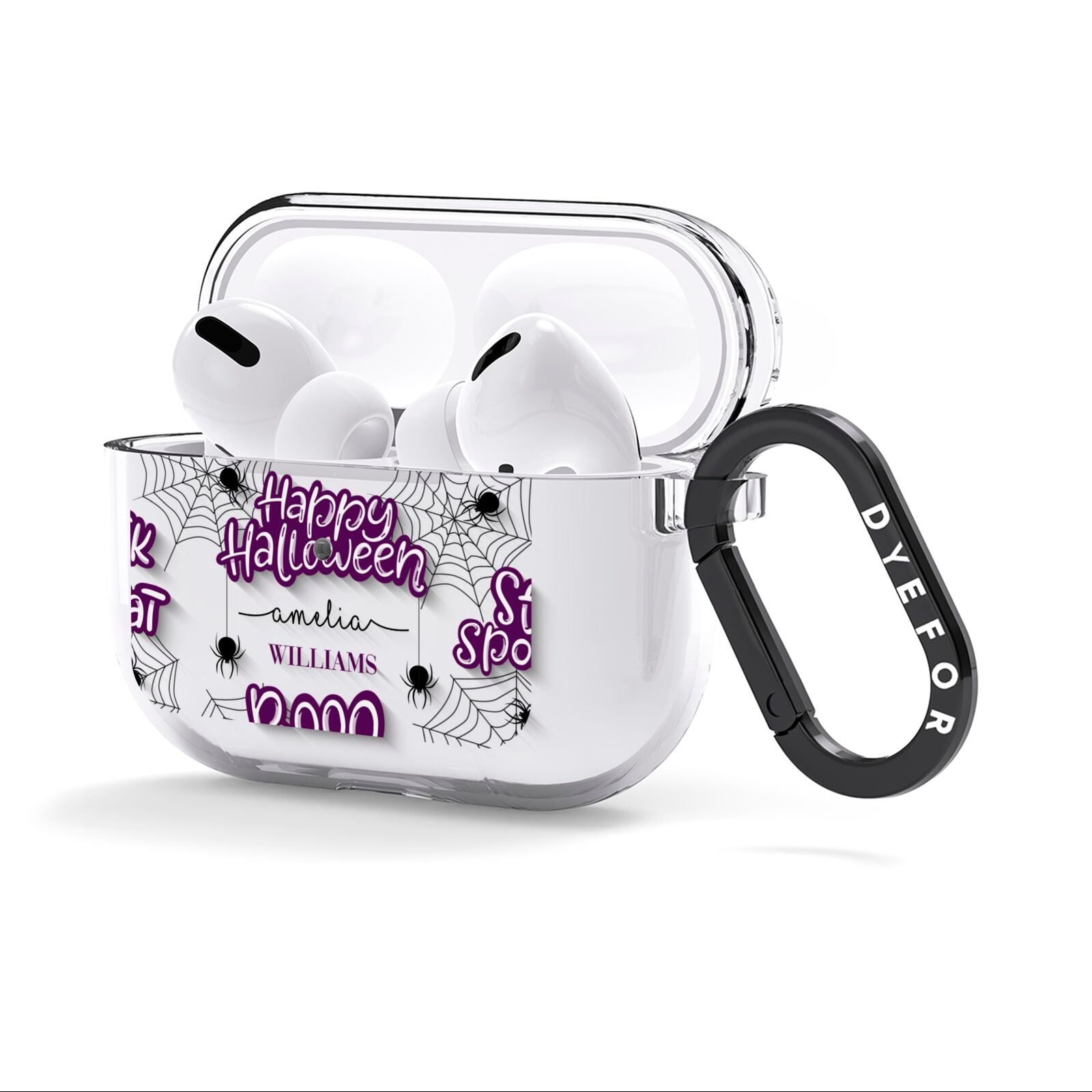 Purple Halloween Catchphrases AirPods Clear Case 3rd Gen Side Image