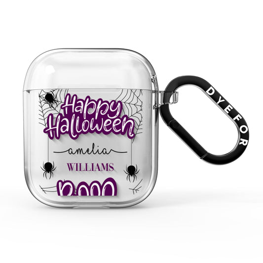 Purple Halloween Catchphrases AirPods Clear Case