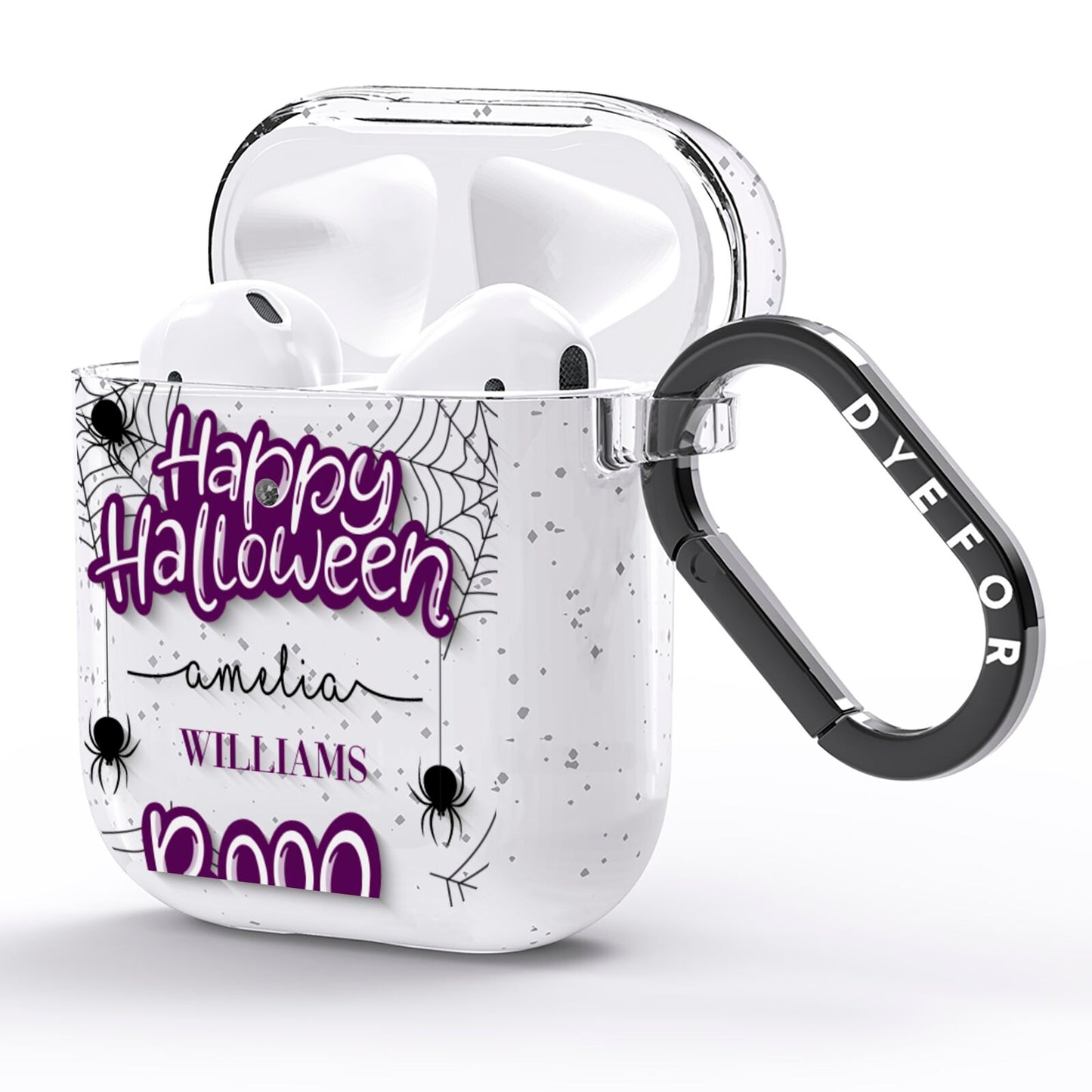 Purple Halloween Catchphrases AirPods Glitter Case Side Image