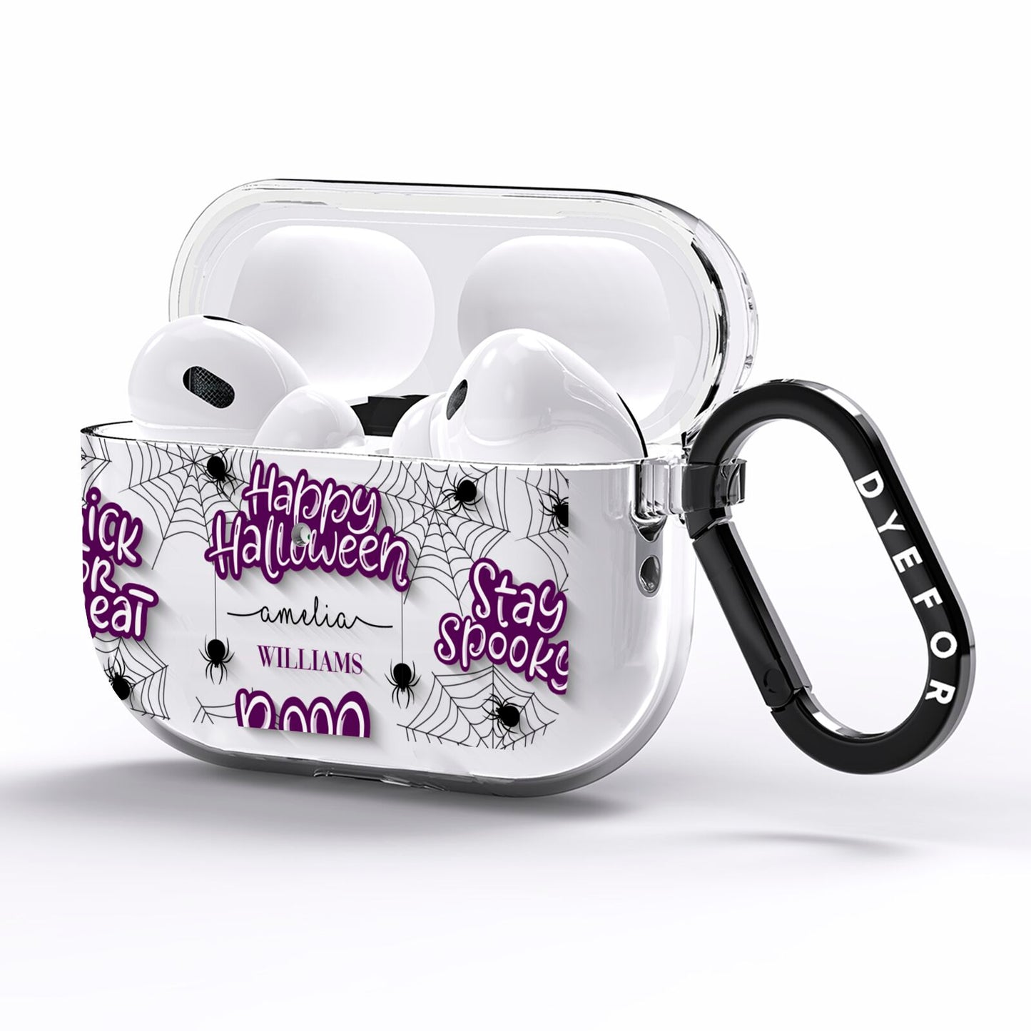 Purple Halloween Catchphrases AirPods Pro Clear Case Side Image