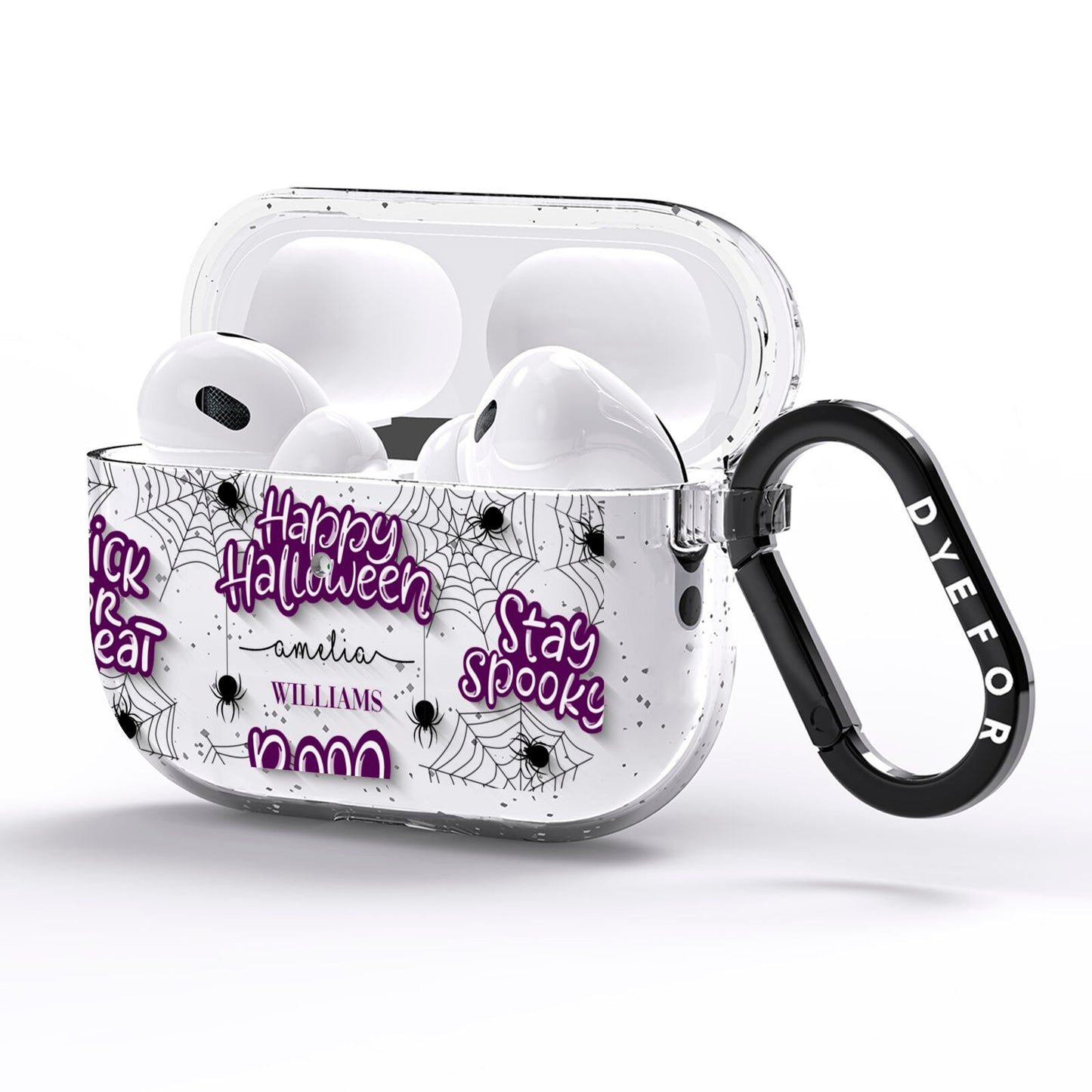 Purple Halloween Catchphrases AirPods Pro Glitter Case Side Image