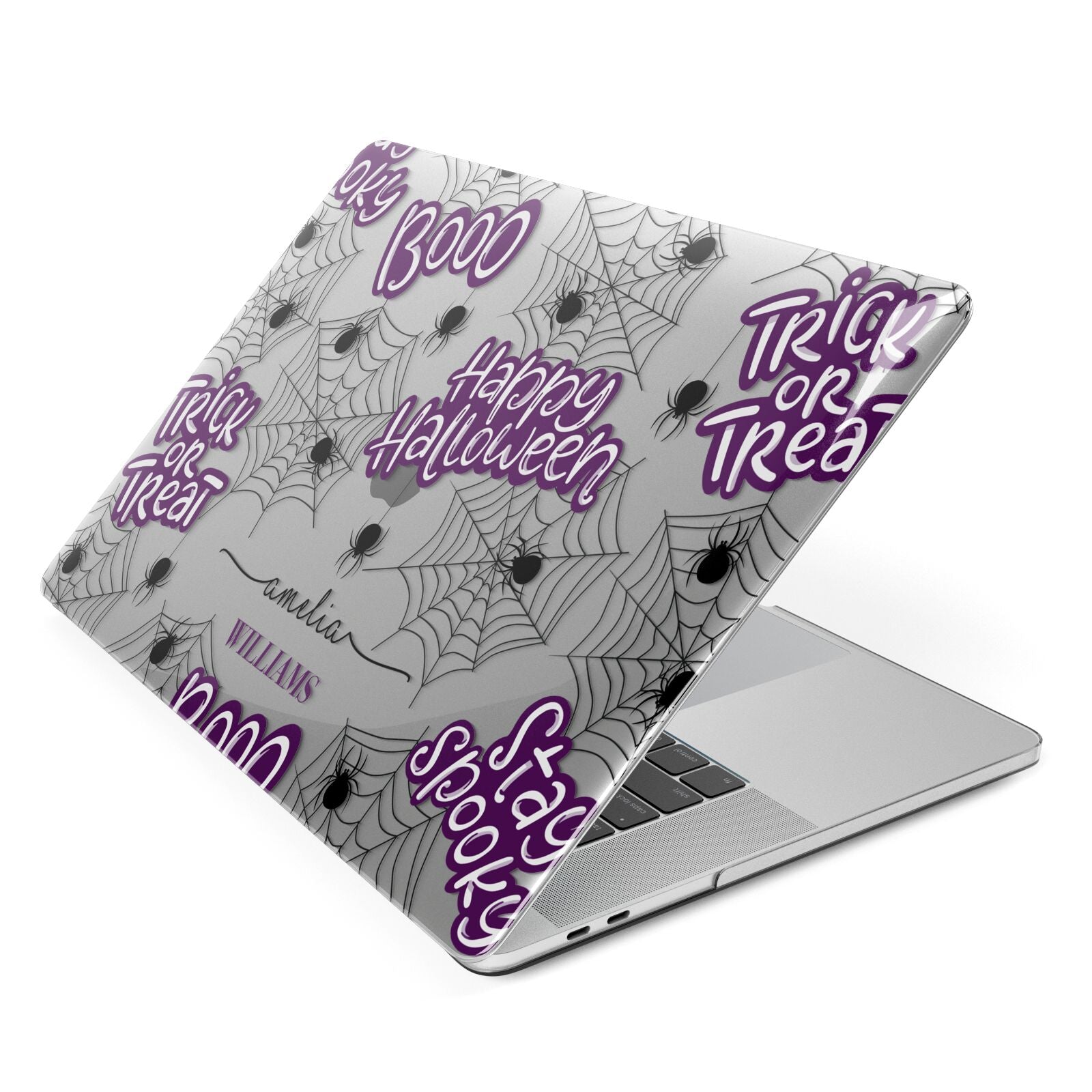 Purple Halloween Catchphrases Apple MacBook Case Side View