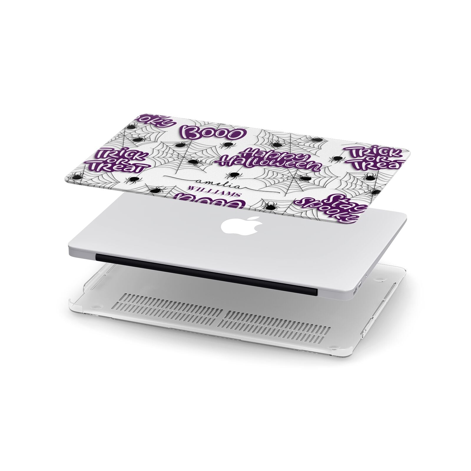 Purple Halloween Catchphrases Apple MacBook Case in Detail
