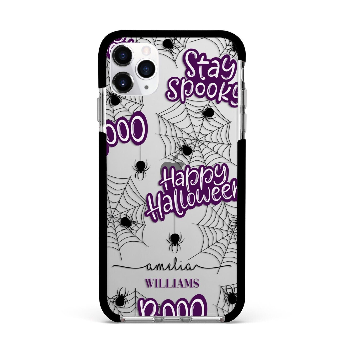 Purple Halloween Catchphrases Apple iPhone 11 Pro Max in Silver with Black Impact Case