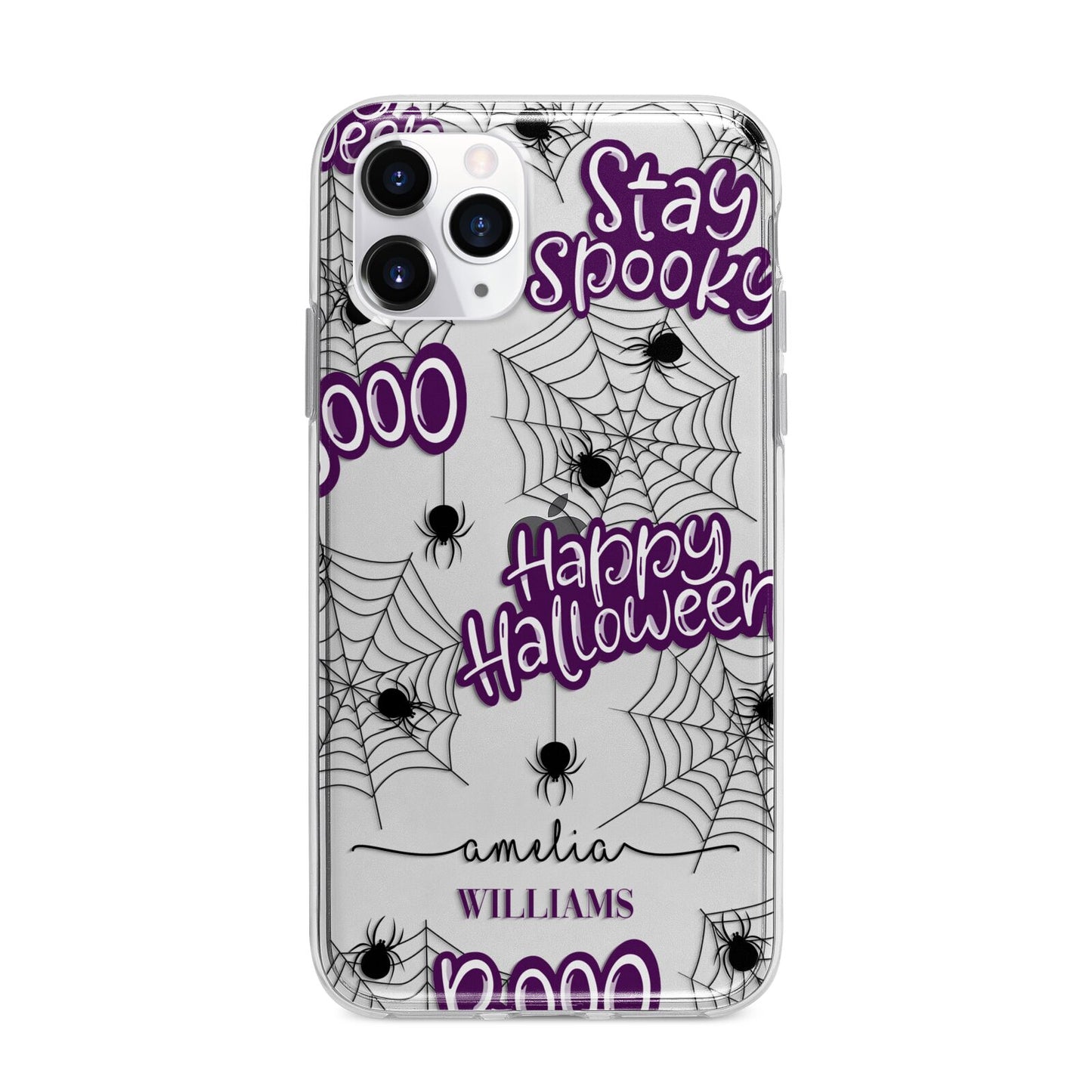 Purple Halloween Catchphrases Apple iPhone 11 Pro Max in Silver with Bumper Case