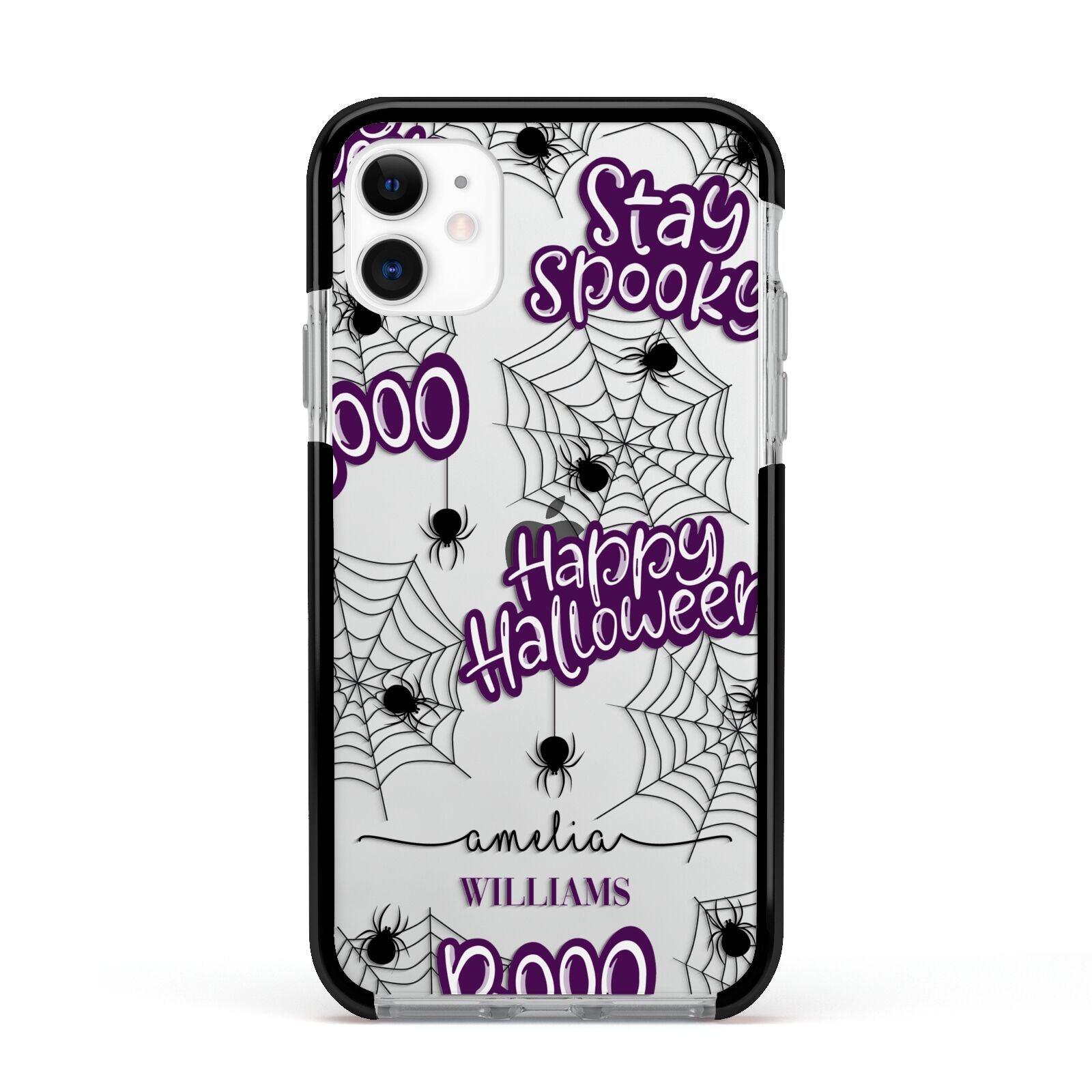 Purple Halloween Catchphrases Apple iPhone 11 in White with Black Impact Case