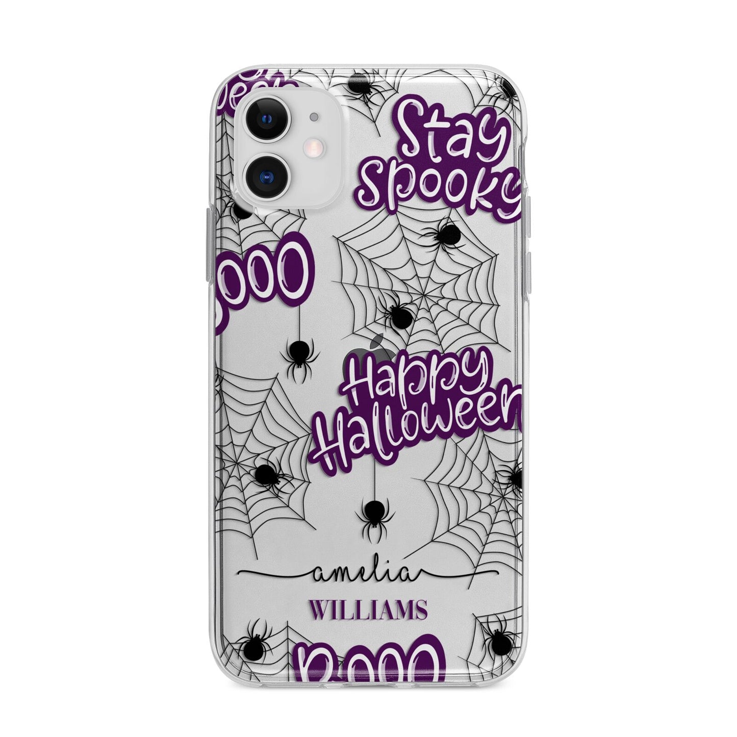 Purple Halloween Catchphrases Apple iPhone 11 in White with Bumper Case