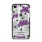 Purple Halloween Catchphrases Apple iPhone XR Impact Case Black Edge on Silver Phone
