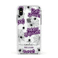 Purple Halloween Catchphrases Apple iPhone Xs Impact Case White Edge on Silver Phone