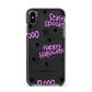 Purple Halloween Catchphrases Apple iPhone Xs Max Impact Case Black Edge on Black Phone
