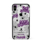 Purple Halloween Catchphrases Apple iPhone Xs Max Impact Case Black Edge on Silver Phone
