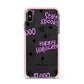 Purple Halloween Catchphrases Apple iPhone Xs Max Impact Case Pink Edge on Black Phone