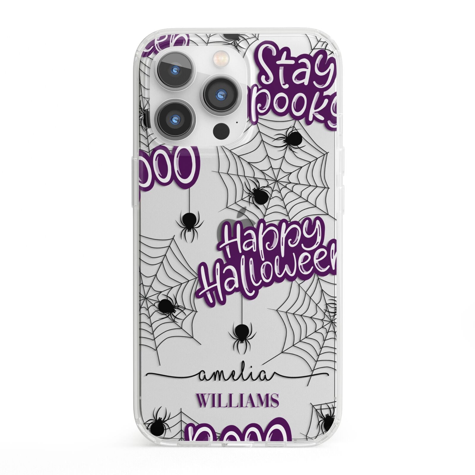 Purple Halloween Catchphrases iPhone 13 Pro Clear Bumper Case
