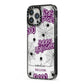 Purple Halloween Catchphrases iPhone 13 Pro Max Black Impact Case Side Angle on Silver phone