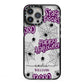 Purple Halloween Catchphrases iPhone 13 Pro Max Black Impact Case on Silver phone