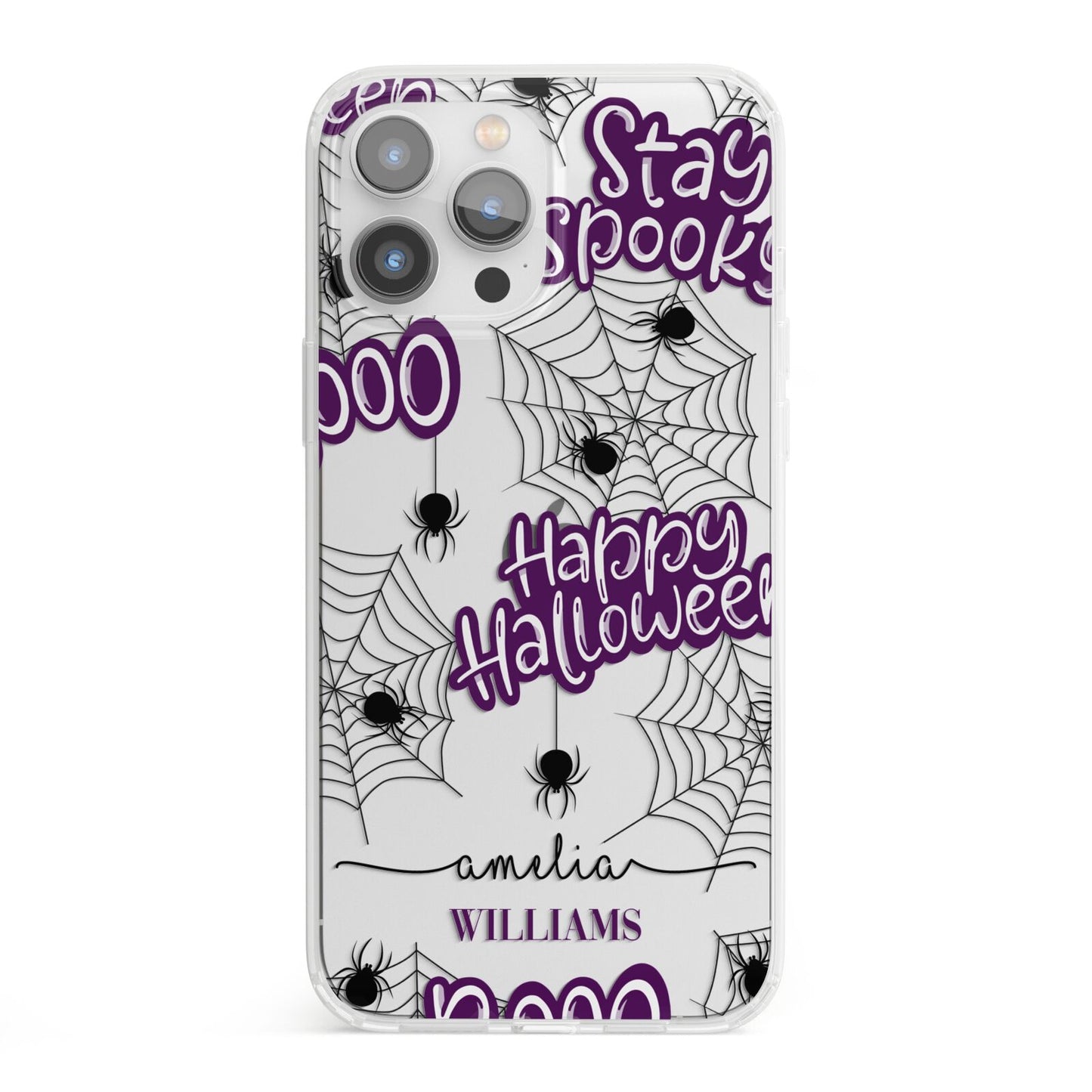 Purple Halloween Catchphrases iPhone 13 Pro Max Clear Bumper Case